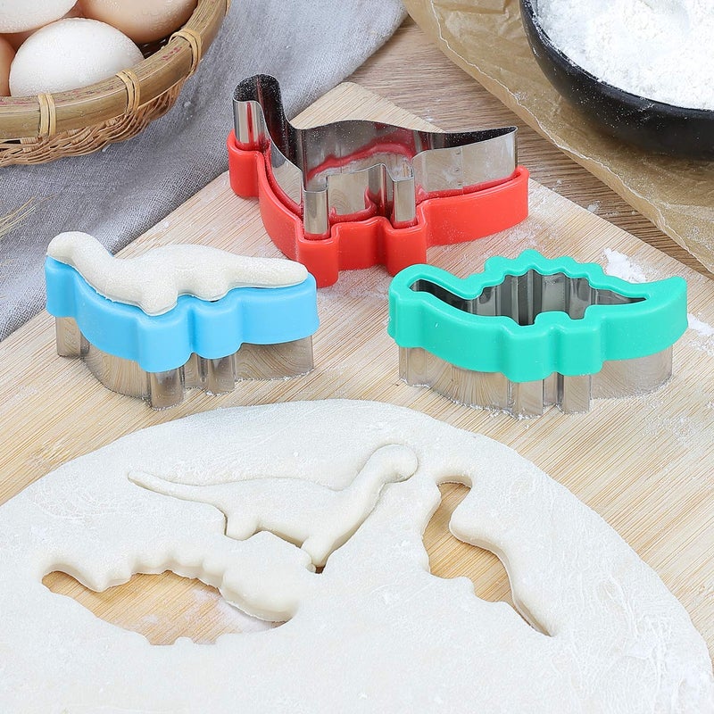 Elfkitwang Dinosaur Cookie Cutters Set - Stainless Steel Shaped Cookie Candy Food Cutters Molds for DIY, Kitchen, Baking, Kids Dinosaur Theme Birthday Party Supplies Favors (8pack) - Image 5